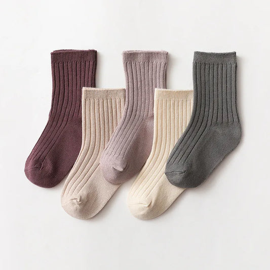 Children's Cotton Blend Ribbed Socks (5 pairs)