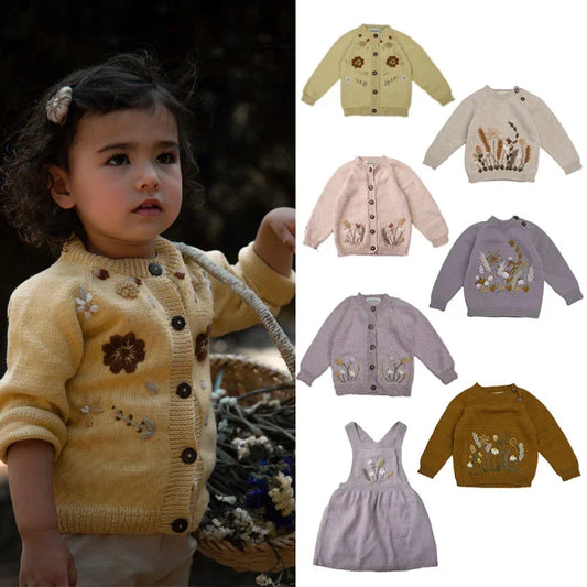 New Autumn Toddler Cardigan Embroidery Cotton Soft Baby Boys Knit Tops Kids Sweater Shirley Bredal Brand Girls Winter Clothes