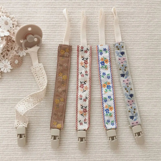 Woven Floral Pacifier Clip