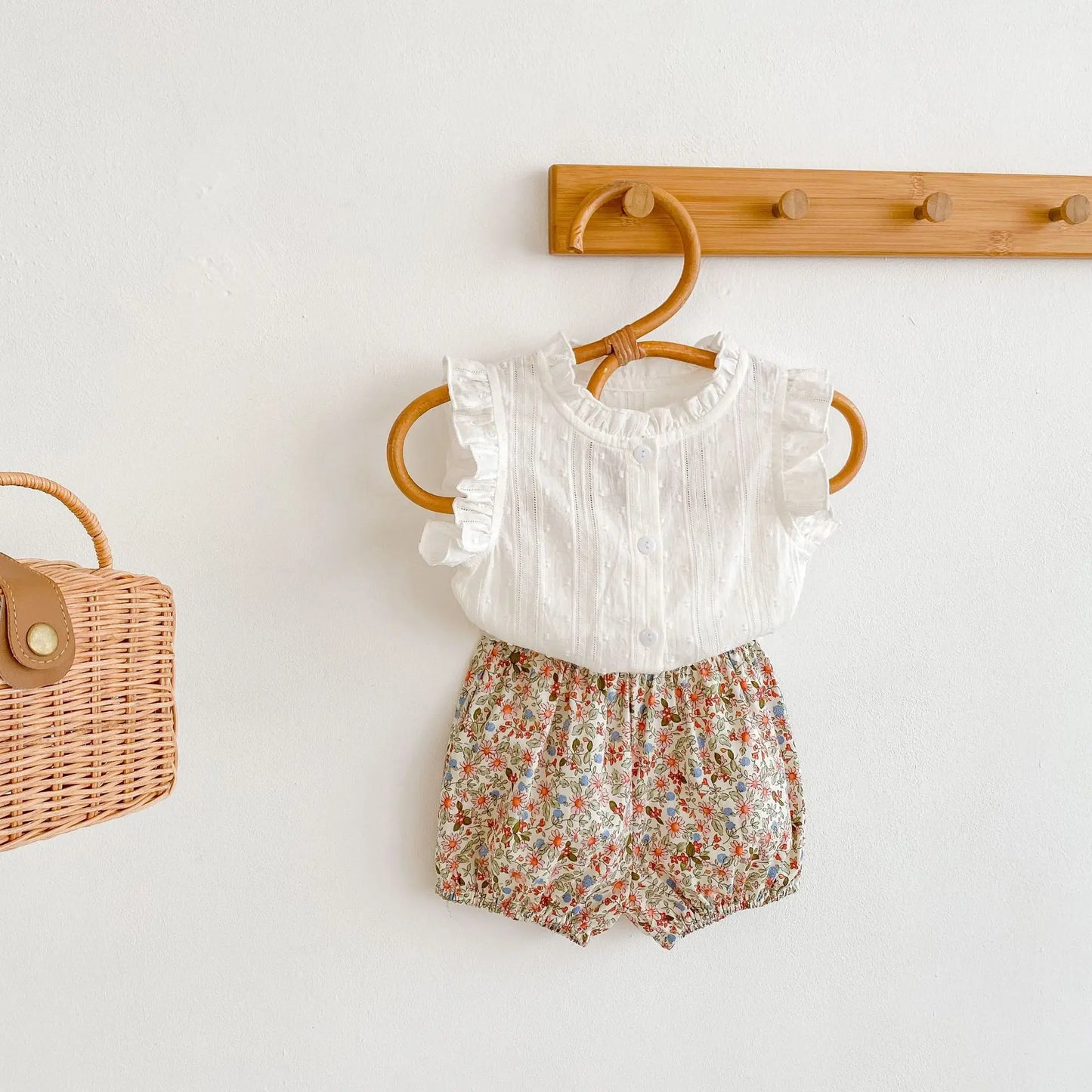 Ruffled Swiss Dot Tank Top and Floral Bloomers