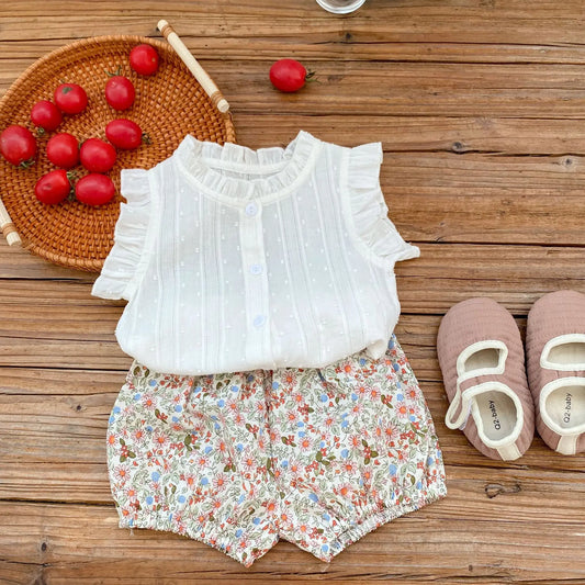 Ruffled Swiss Dot Tank Top and Floral Bloomers